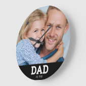 Dad Established Modern White Photo Round ラージ壁時計 (傾斜)