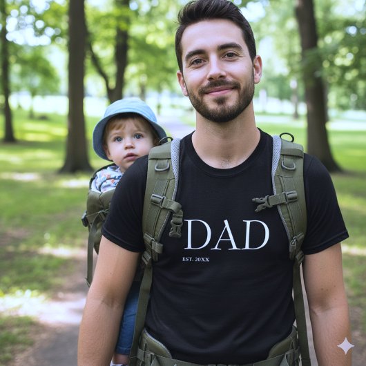 Dad Established New Dad シンプル ブラック ホワイト Tシャツ