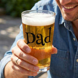 Dad Established New Dad フン テキスト ボールド シンプル ビール タンブラーグラス