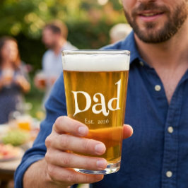 Dad Established New Dad フン テキスト ボールド シンプル ビール タンブラーグラス