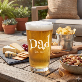 Dad Established New Dad フン テキスト ボールド シンプル ビール タンブラーグラス