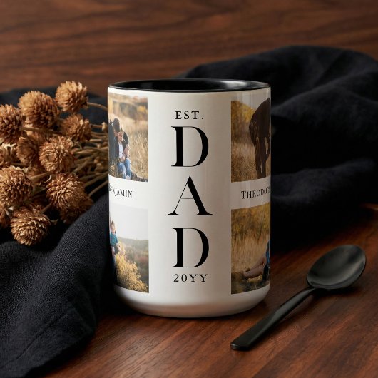 Dad Established Personalized Family Photo Collage ツートーンマグカップ