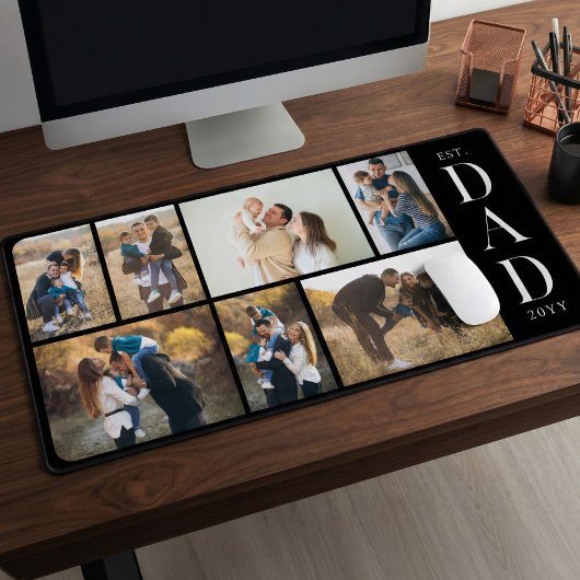 Dad Established Personalized Father Photo Collage デスクマット