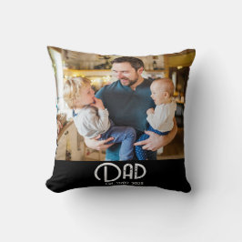 Dad Established Photo Black Grunge Script クッション