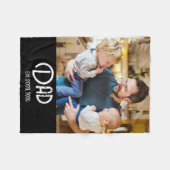 Dad Established Photo Black Grunge Script フリースブランケット (正面(横))