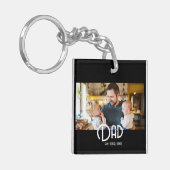 Dad Established Photo Black White Grunge キーホルダー (正面左)
