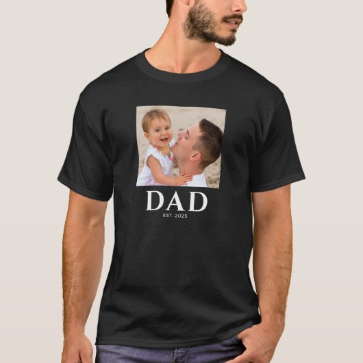 Dad Established Photo Father’s Day Black Tシャツ (正面)