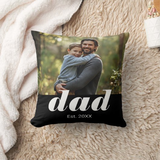Dad Established Photo Father's Day クッション (ブランケット)