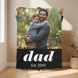 Dad Established Photo Father's Day フリースブランケット