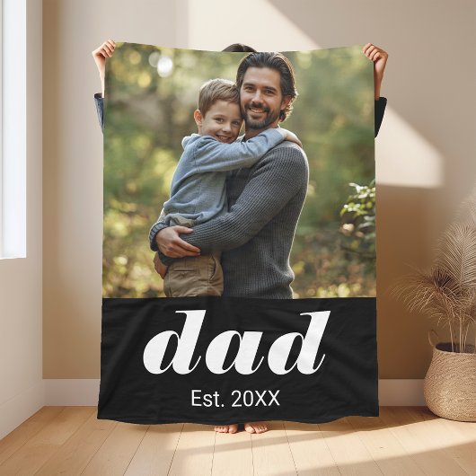 Dad Established Photo Father's Day フリースブランケット