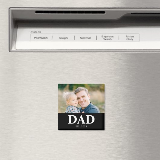 Dad Established Photo Fathers Day マグネット (インサイチュ (食洗機))