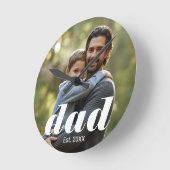 Dad Established Photo Father's Day ラウンド壁時計 (傾斜)