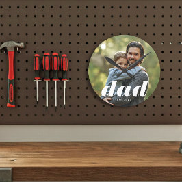 Dad Established Photo Father's Day ラウンド壁時計