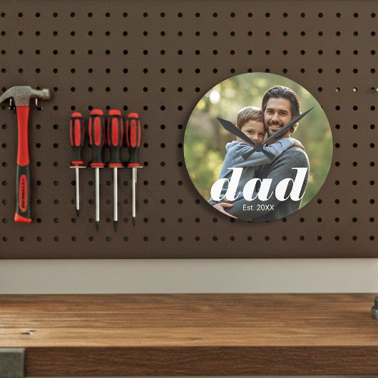 Dad Established Photo Father's Day ラウンド壁時計