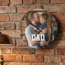 Dad Established Photo Father's Day Gift ラウンド壁時計