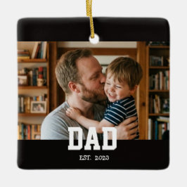 Dad Established Photo Father's Day Gift Black セラミックオーナメント