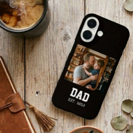 Dad Established Photo Father's Day Gift Black iPhone 16ケース