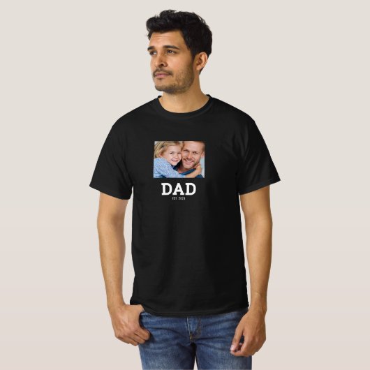 Dad Established Photo Father's Day Tシャツ (正面フル)