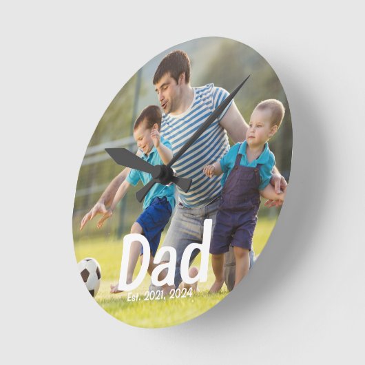 Dad Established Photo Gift  ラウンド壁時計 (傾斜)