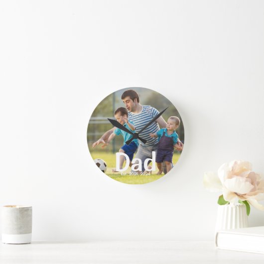 Dad Established Photo Gift  ラウンド壁時計 (ホーム)