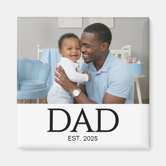 Dad Established Photo Gift Magnet マグネット (正面)