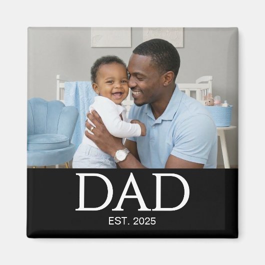 Dad Established Photo Gift Magnet マグネット (正面)
