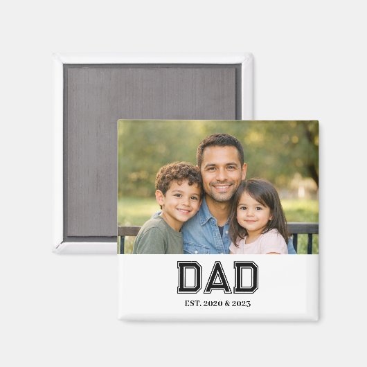 Dad Established Photo Modern Typography Gift マグネット (正面/裏面)