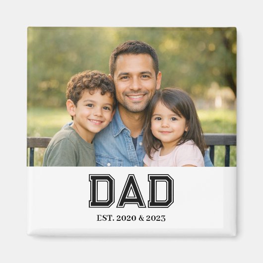 Dad Established Photo Modern Typography Gift マグネット (正面)