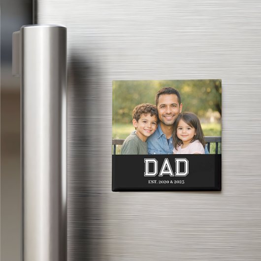 Dad Established Photo Modern Typography Gift マグネット