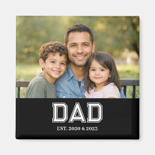 Dad Established Photo Modern Typography Gift マグネット (正面)
