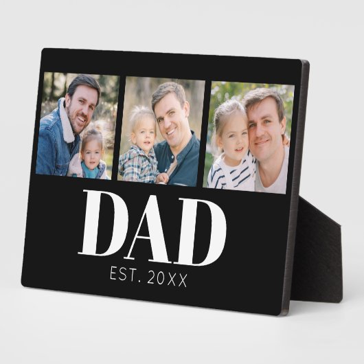 Dad Established Script ブラック 3 フォト 父の日 フォトプラーク (側面)