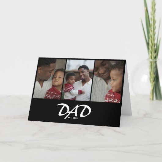 Dad Established Script ブラック 3 写真 カード (正面)