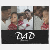 Dad Established Script ブラック 3 写真 フリースブランケット (正面(横))
