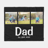 Dad Established Script 黒 3 枚の写真 フリースブランケット (正面(横))
