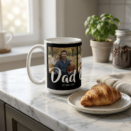 Dad Established Script Black 3 Photo コーヒーマグカップ