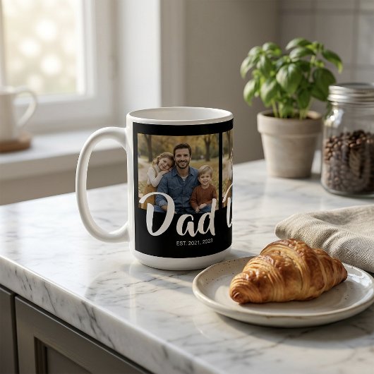 Dad Established Script Black 3 Photo コーヒーマグカップ