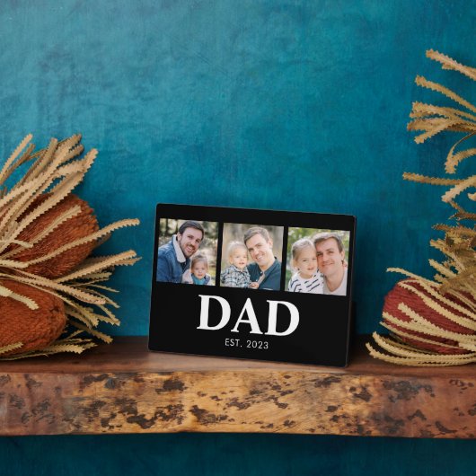 Dad Established Script Black 3 Picture Father フォトプラーク (側面)