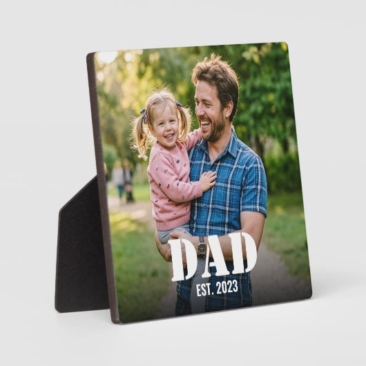 Dad Established Simple Bold Typography & Photo フォトプラーク (正面)