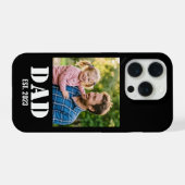 Dad Established Simple Bold White Text and Photo iPhoneケース (裏面横)