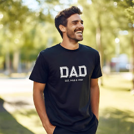 Dad Established Simple Modern Typography Black Tシャツ