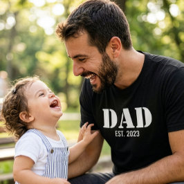 Dad Established Simple White Typography Black Tシャツ