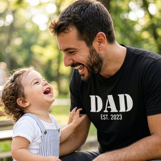 Dad Established Simple White Typography Black Tシャツ