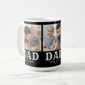 Dad Established Typography ブラック 3 枚の写真 コーヒーマグカップ (正面左)