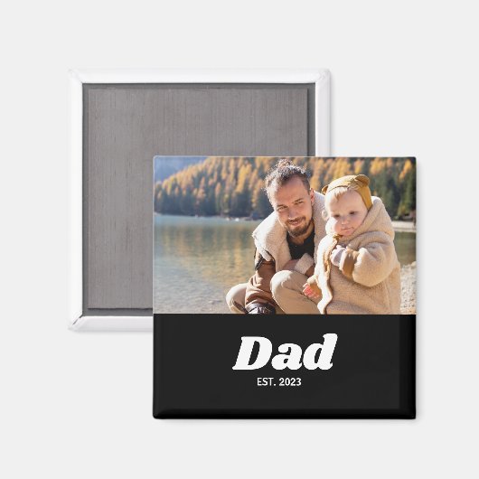 Dad Established White Typography マグネット (正面/裏面)