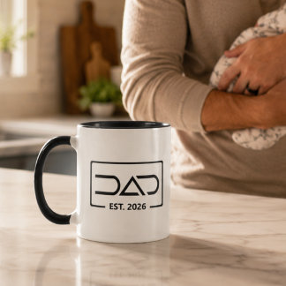 Dad Established Year モダンなタイポグラフィ マグカップ