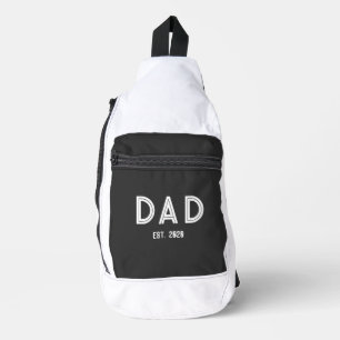 Dad Established Year 白文字 シンプルタイポグラフィ スリングバッグ