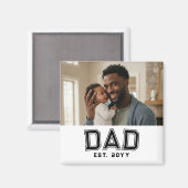 Dad Established Year Bold Black White Photo マグネット (正面/裏面)