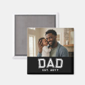 Dad Established Year Bold White Black Photo マグネット (正面/裏面)