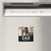 Dad Established Year Bold White Black Photo マグネット (インサイチュ (食洗機))