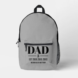 Dad Established Year Names Bold Font プリントバックパック